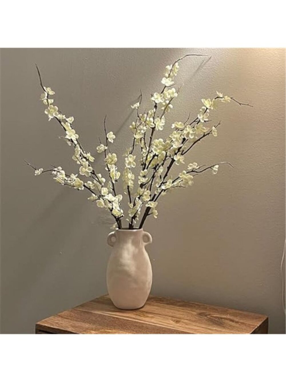 Artificial Cherry Blossom Branches Silk Flowers Tall Vase Home Decor White - Picture 2 of 6